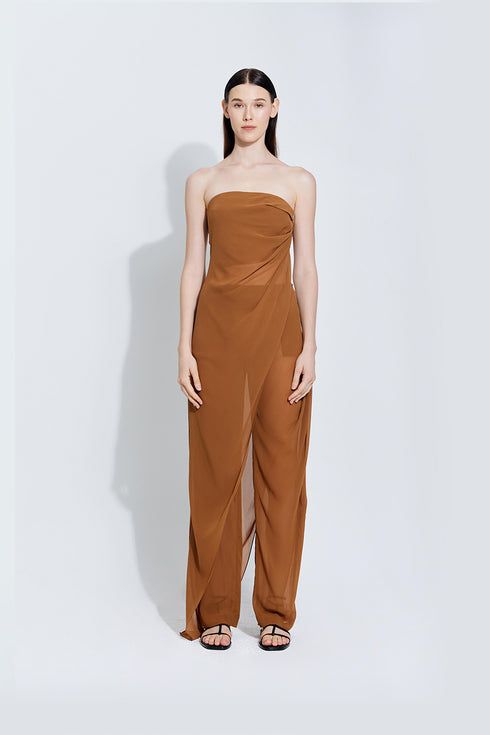 Gaia Chiffon Pants in Brown