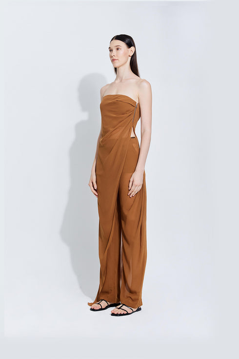 Gaia Chiffon Pants in Brown