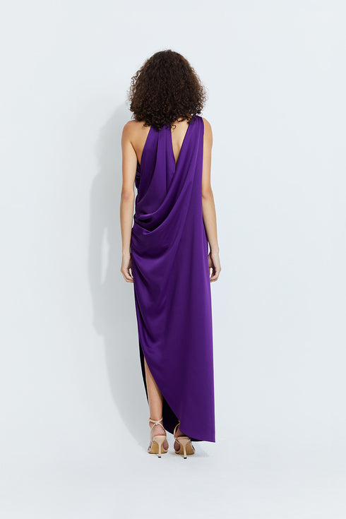 Sara Satin Dress in Purple