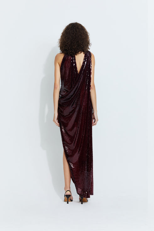 Sara Sequin Dress in Burgundy