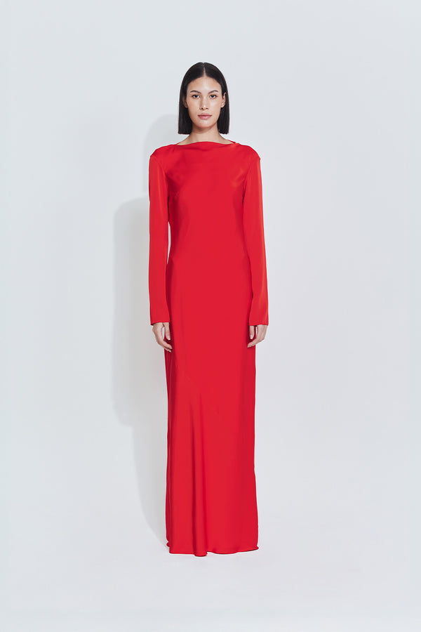 Cassandra Satin Dress in Red