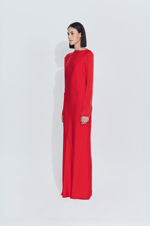 Cassandra Satin Dress in Red