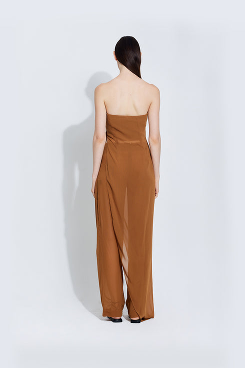 Gaia Chiffon Top in Brown