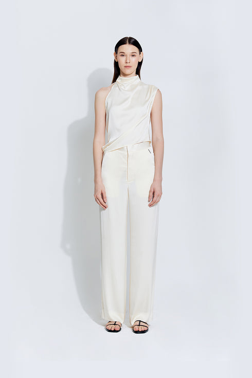 Gabrielle Satin Top in Ivory