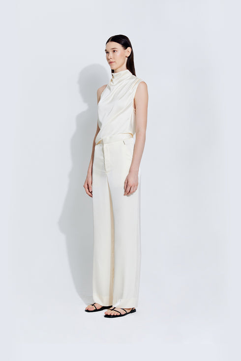 Gabrielle Satin Top in Ivory