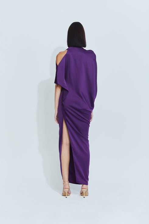 Sophia Satin Dress in Purple