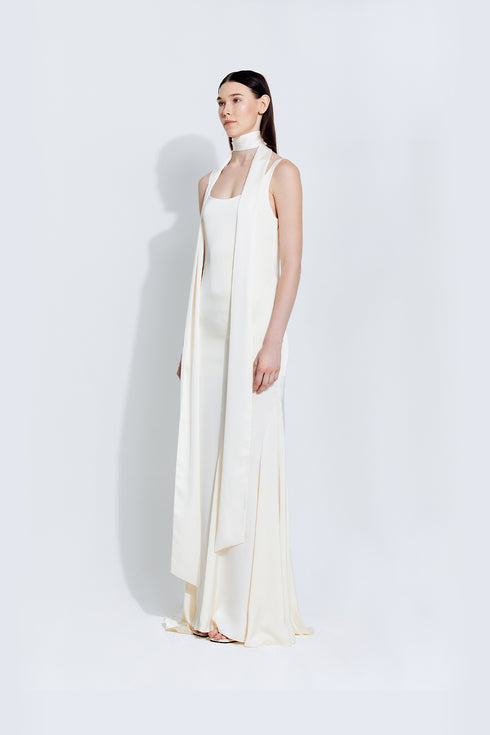 Stella Satin Dress in Ivory