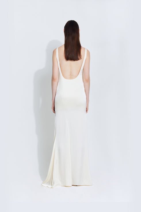 Stella Satin Dress in Ivory
