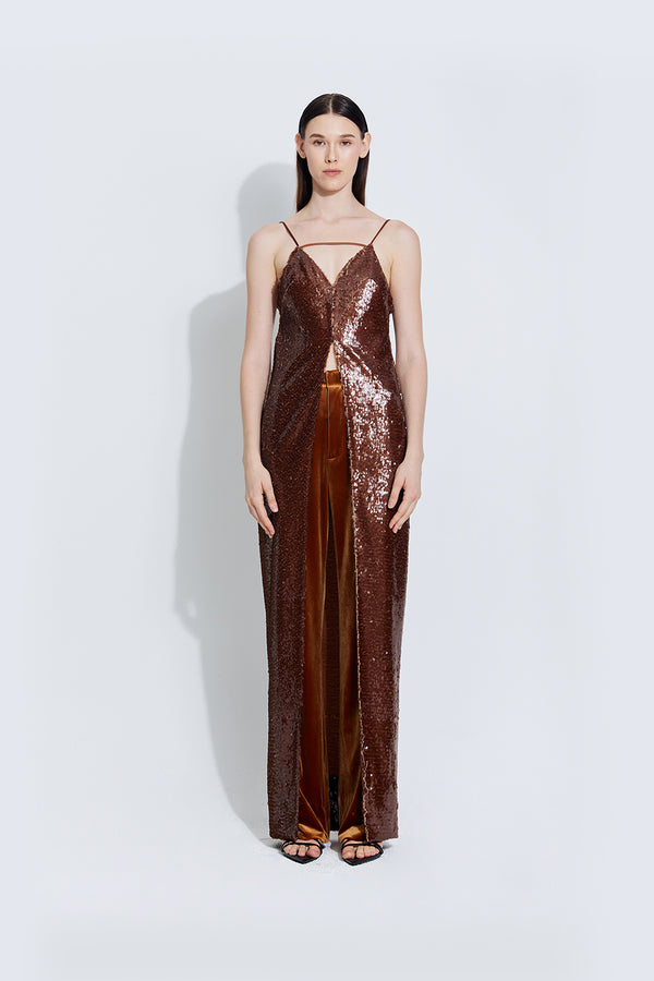 Karina Brown Sequin Top