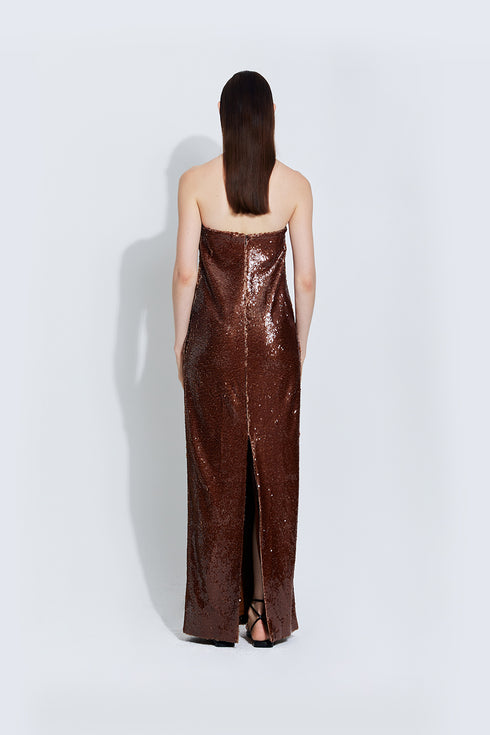 Christine Sequin Dress in Brown