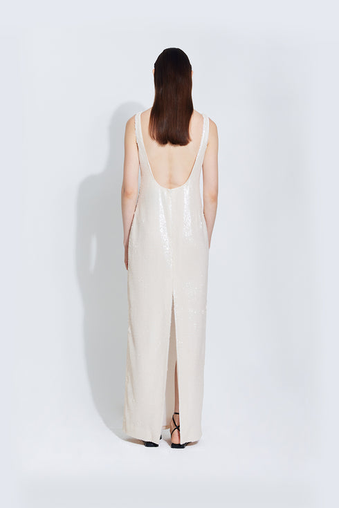 Kara Maxi Sequin Dress in Ivory