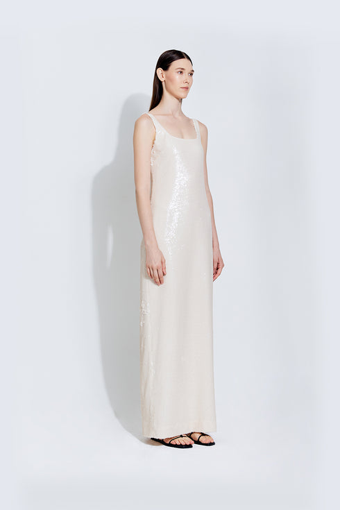Kara Maxi Sequin Dress in Ivory