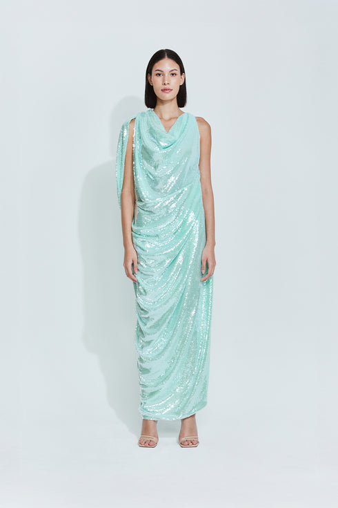Gwen Sequin Gown in Mint