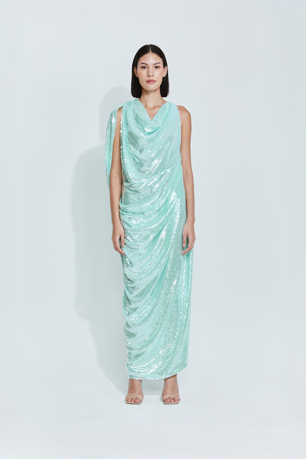 Gwen Sequin Gown in Mint