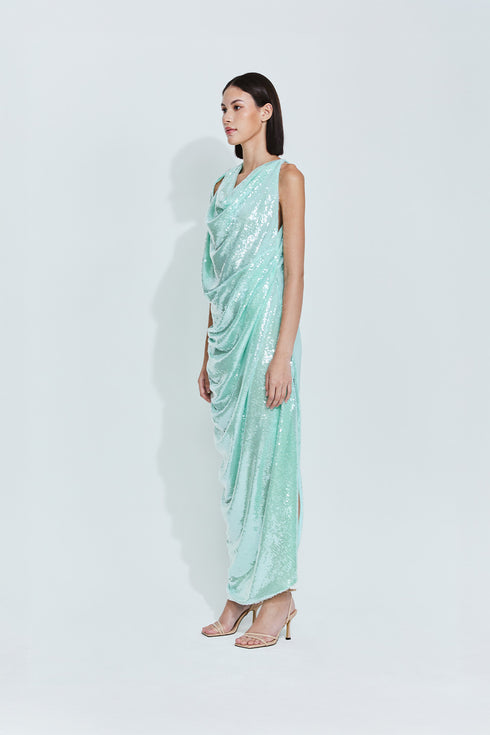 Gwen Sequin Gown in Mint