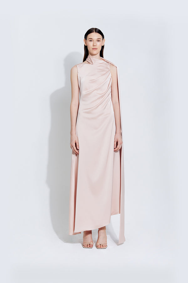 Piper Midi Satin Dress in Pink