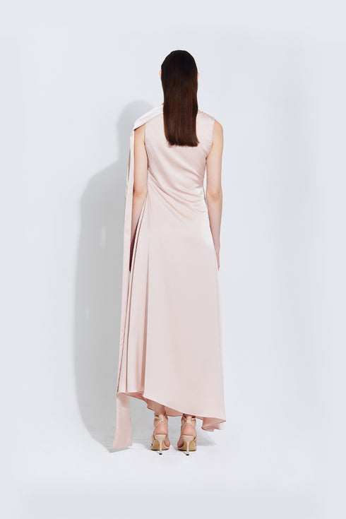 Piper Midi Satin Dress in Pink