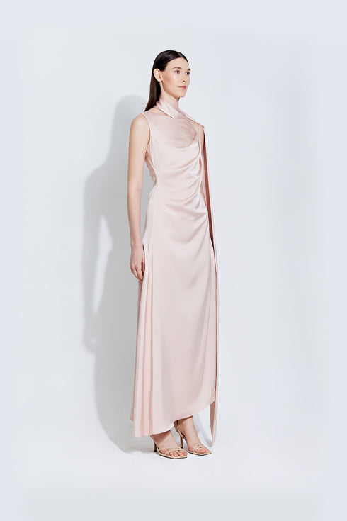 Piper Midi Satin Dress in Pink