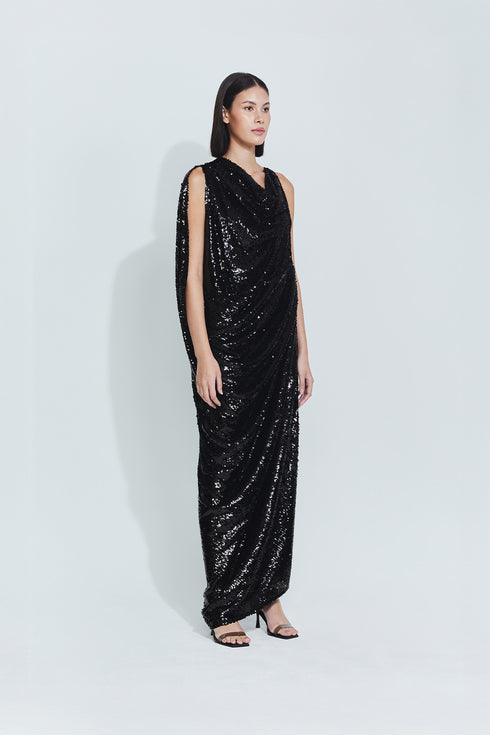 Gwen Sequin Gown in Black