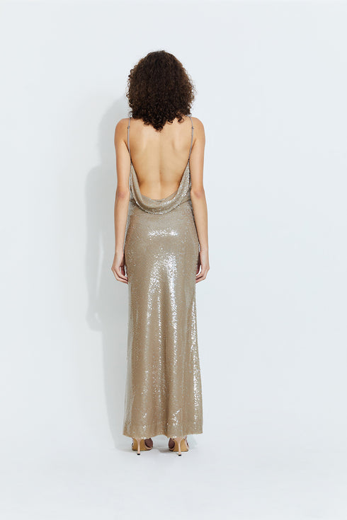 Kendall Sequin Dress in Beige