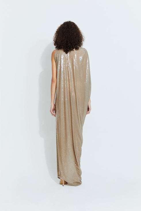Gwen Sequin Gown in Beige