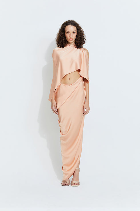 Sophia Satin Dress in Blush
