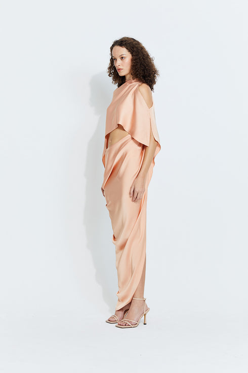Sophia Satin Dress in Blush