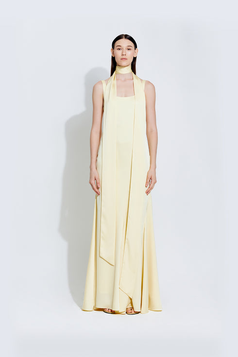 Stella Satin Dress in Yellow