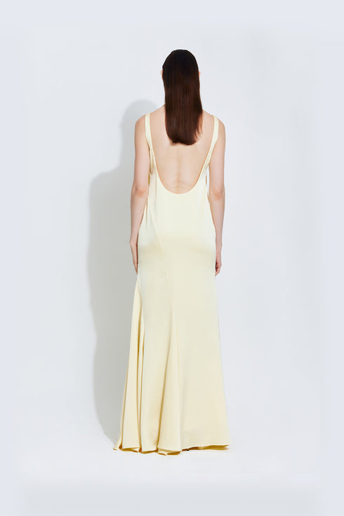 Stella Satin Dress in Yellow