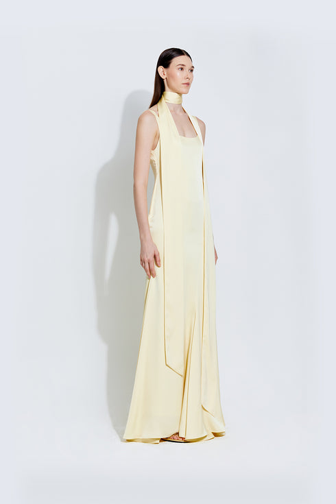 Stella Satin Dress in Yellow