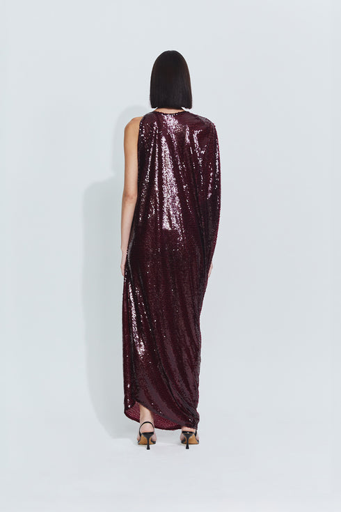 Gwen Sequin Gown in Burgundy